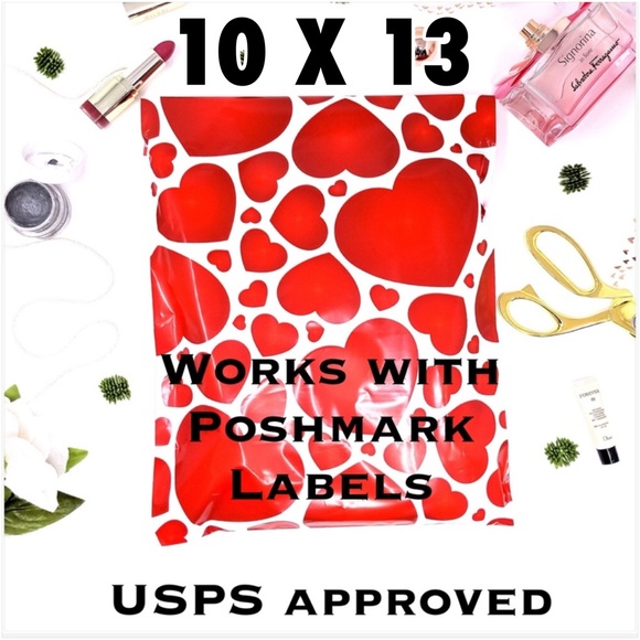 50 10X13 Red Heart Poly Mailers PRICE IS FIRM CLEARANCE - Picture 2 of 7